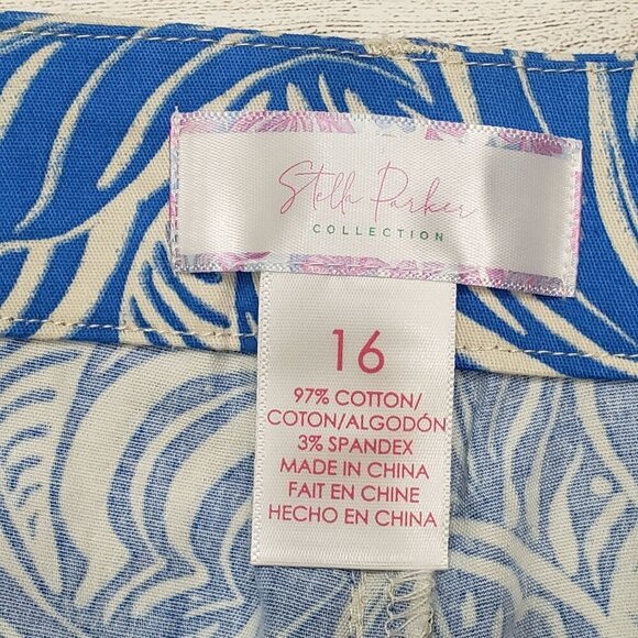 Stella Parker Shorts Activewear Golf Stretch Tropical Print Blue Womens 16 NWT - Picture 10 of 14